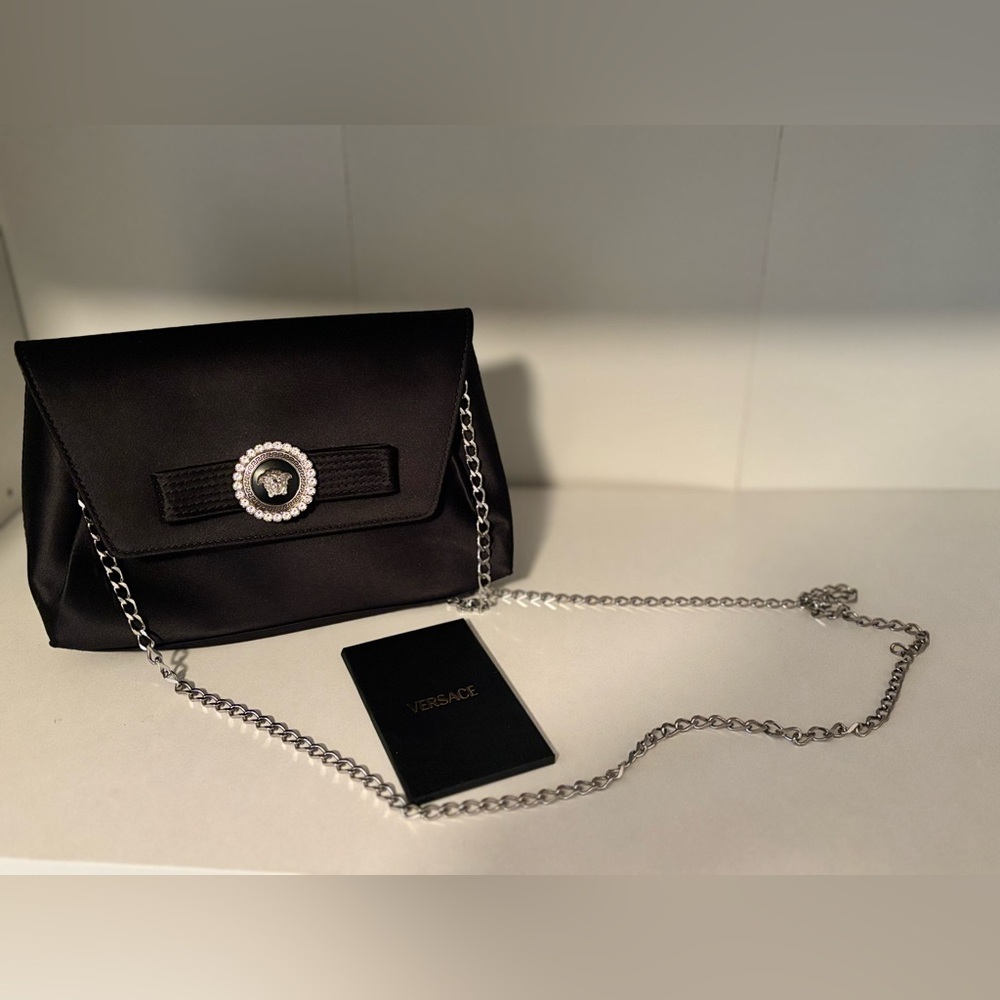 Versace La Medusa Elegant Black Crossbody Clutch